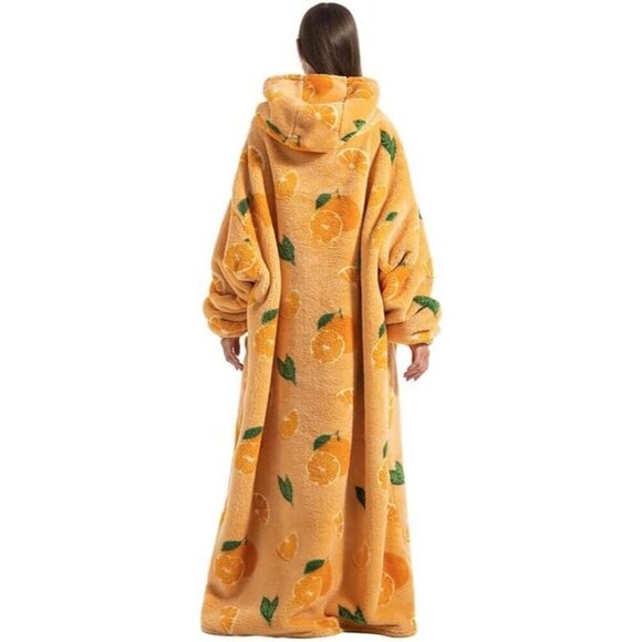 ⭐Sweat Orange Warm Giant Hoodie Thick Flannel Blanket with Sleeve - Picture 3 of 5